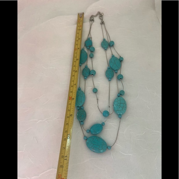 Blue aqua Costume stone Jewelry 3 tier 11.5” - Picture 2 of 10